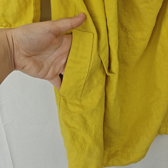 See By Chloe One Shoulder Bow Tie Yellow Linen Blend Mini Dress Size 6 Women's - Picture 6 of 16